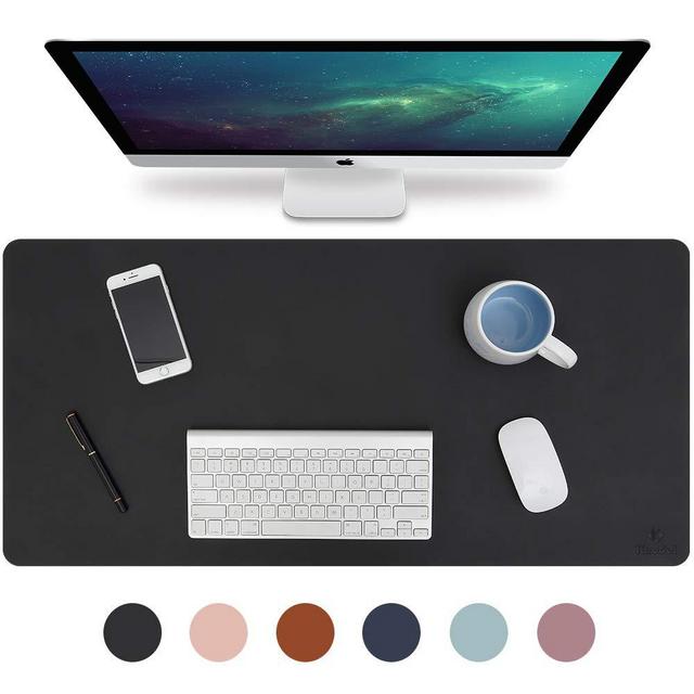 Knodel Desk Pad, Office Desk Mat, 31.5" x 15.7" PU Leather Desk Blotter, Laptop Desk Mat, Waterproof Desk Writing Pad for Office and Home, Dual-Sided (Black)