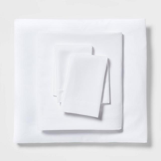 Queen Garment Washed Microfiber Solid Sheet Set True White - Room Essentials™