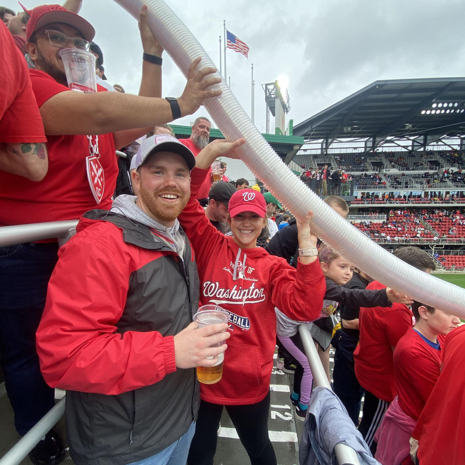 DC Defenders game helping with the beer snake