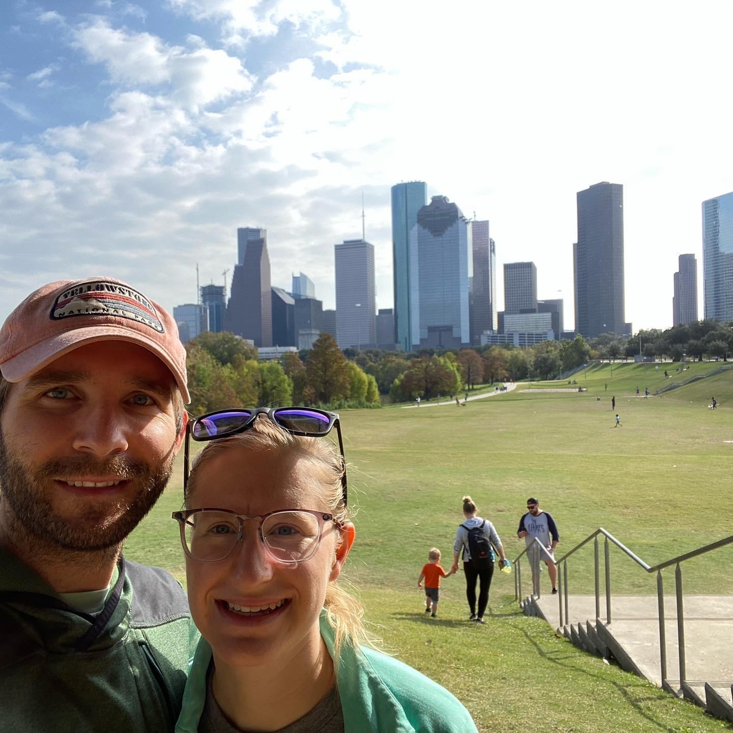 A picture of one of our favorite views at our favorite park in Houston, Buffalo Bayou Park. We decided to get our Engagement photos taken here!