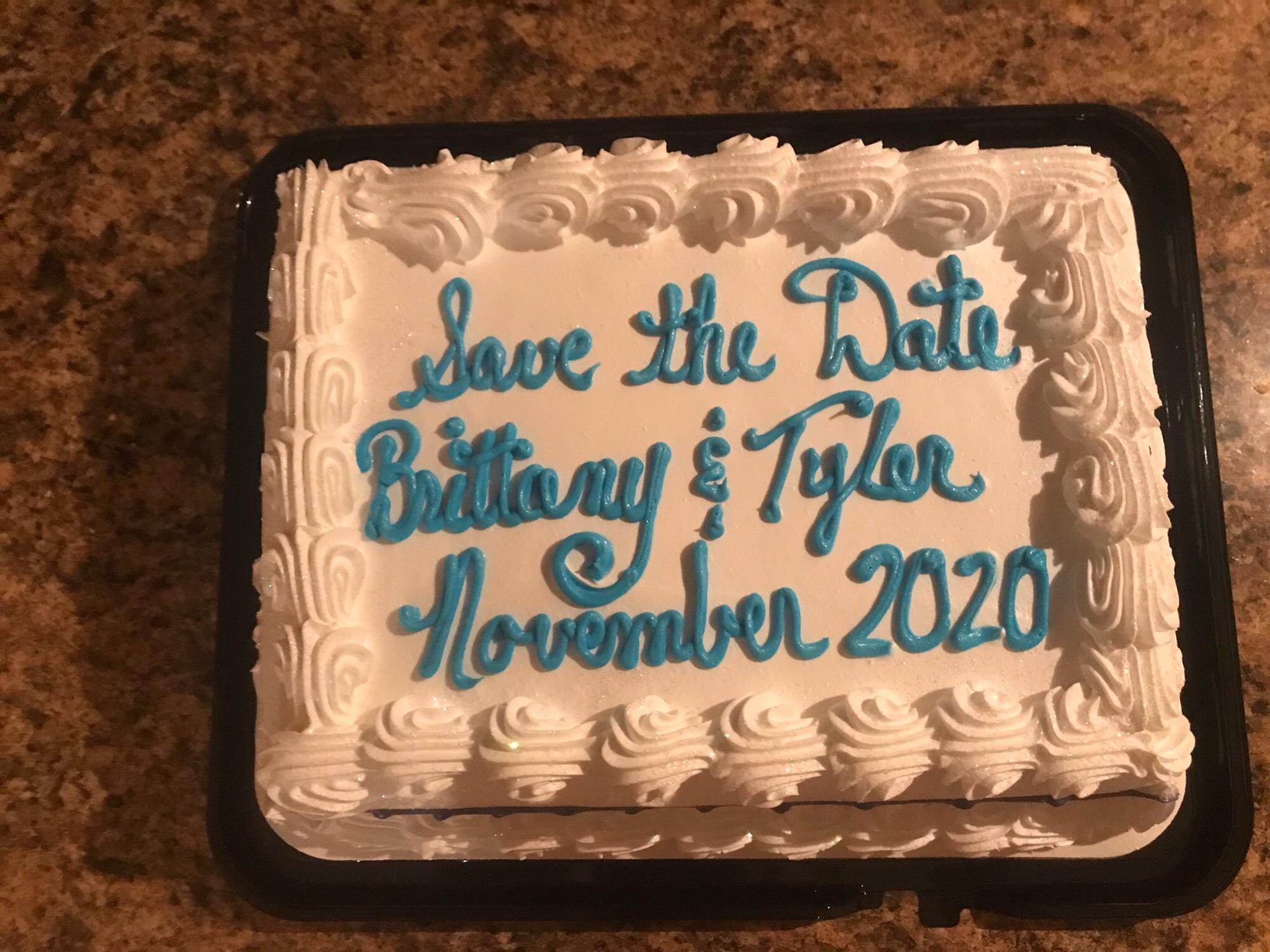 My parents, of course, knew that Tyler was going to propose and made this cake for us!