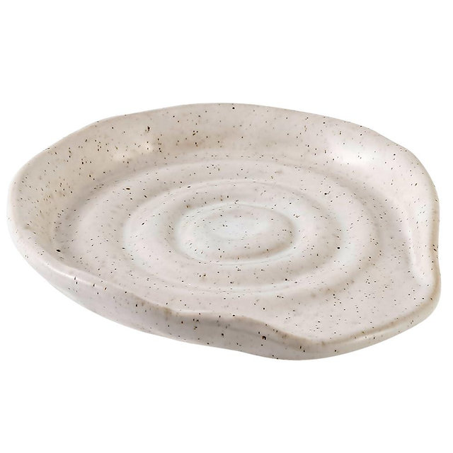 Ceramic Spoon Rest for Stove Top, Ceramic Spoon Holder for Kitchen Counter, 5 Inches Coffee Spoon Holder Utensil Rest for Cooking, White Gifts for Women Men