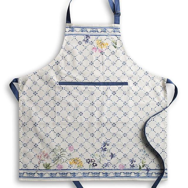 Aspero - Maison d' Hermine Faïence 100% Cotton Apron with an Adjustable Neck & Hidden Center Pocket, 27.50-Inch by 31.50-Inch