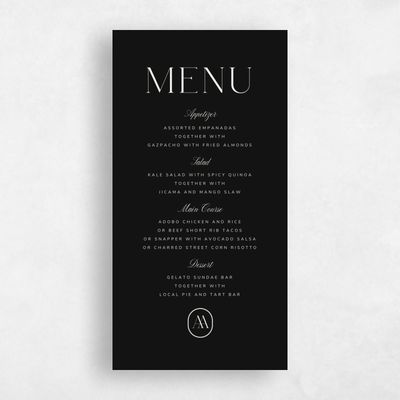 Black Wedding Menu - Conrad