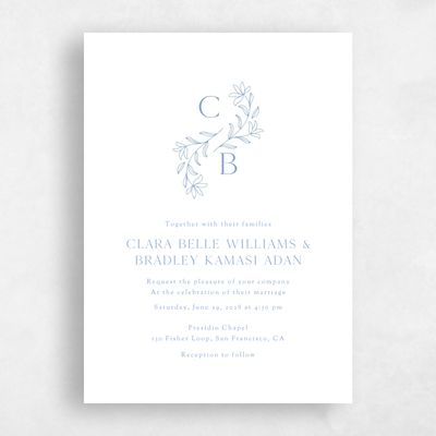 Dusty Blue Wedding Invitation - Creston Portrait Letterpress