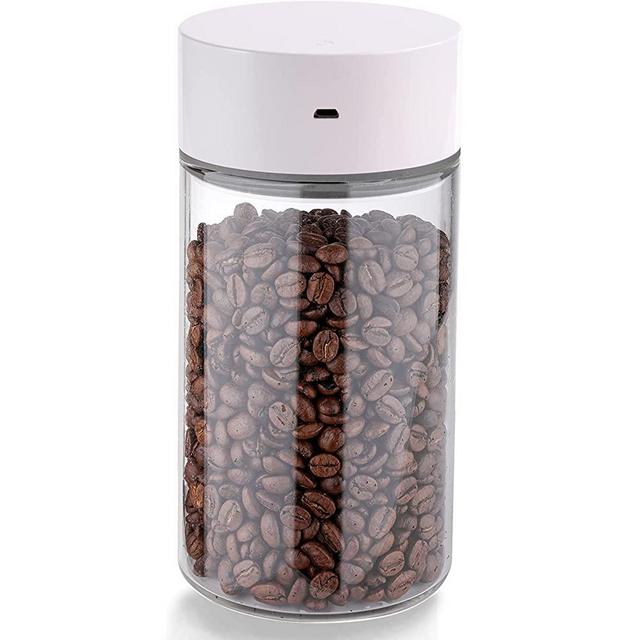 FEBEEK Automatic Vacuum Coffee Canister, 40 oz Thickened Glass Jar for food & coffee storage, Ultra-long vacuum airtight coffee container