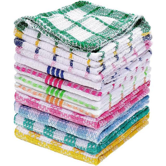 Patelai 12 Pieces Kitchen Dish Cloths Washable Cleaning Cloth Absorbent Dish Towels for Washing Dishes Wipe Glass Home Kitchen Household Supplies, 3 Styles