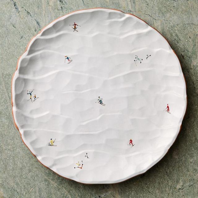 Holiday Skiers Figural Serveware, Round Platter, Each