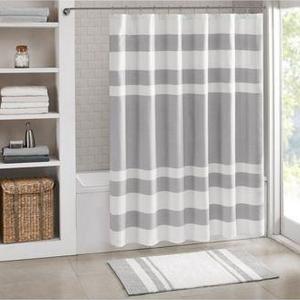 Madison Park Spa 3M Scotchgard™ Waffle-Weave Stripe 72" Square Shower Curtain