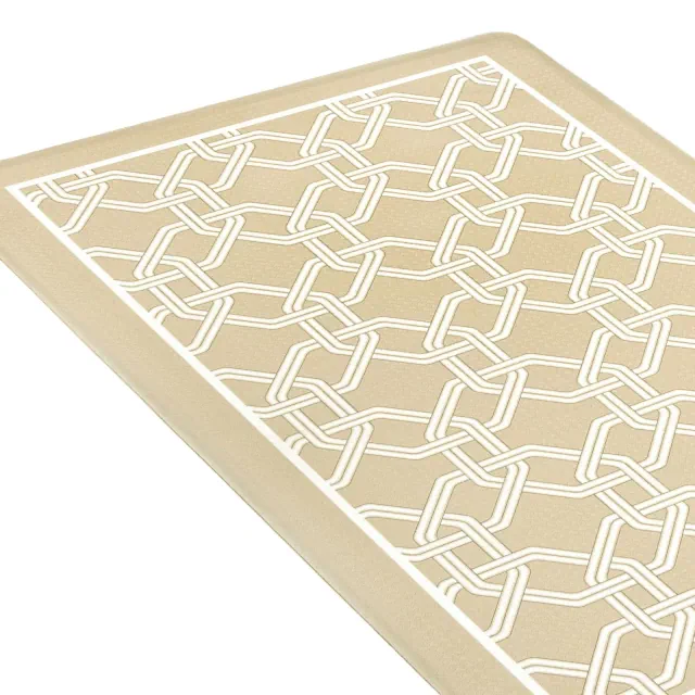 Kate Aurora Versailles Modern Geometric Chain Link Memory Foam Anti Fatigue & Skid Resistant Kitchen Mat - 18" x 30" - Linen