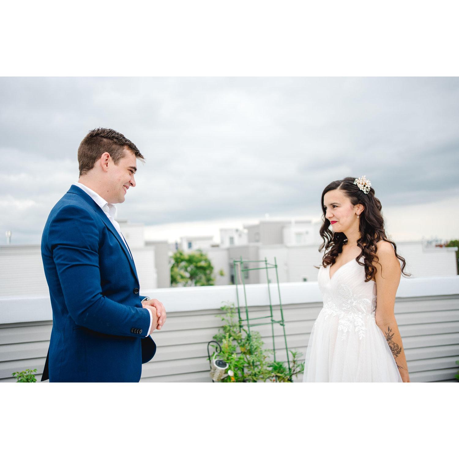 "First look" before we got married at Christ Church