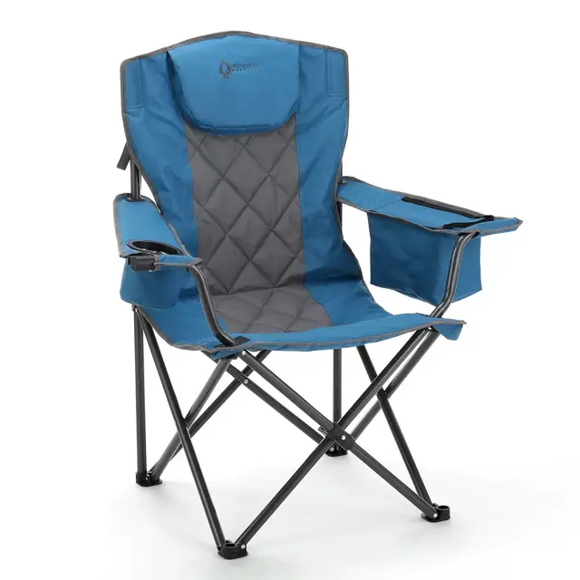 Arrowhead Outdoor Portable Folding Camping Quad Chair w/ 6-Can Cooler, Heavy-Duty Carrying Bag, Supports up to 450lbs