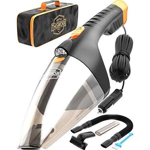 ThisWorx for Car Vacuum Cleaner High Power - 110W 12v Corded auto Portable Vacuum Cleaner for Car Interior Cleaning - TWC-02 car (Black)