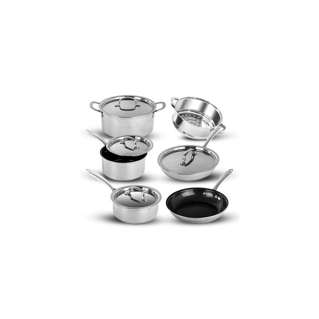 Granitestone Stainless Steel Hammered 10 Piece Nonstick Ceramic Cookware Set