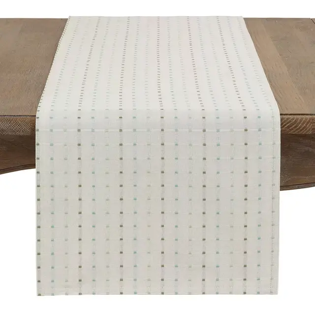 Saro Lifestyle Stitched Line 72-Inch Table Runner in White