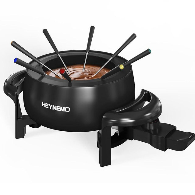 Electric Fondue Pot Set, 3 Quart Fondue Set for Melting Chocolate Cheese with 8 Color-Coded Forks, Adjustable Temp Control, 1000W Non-Stick Fondue Maker for Dessert, Broth and Oil