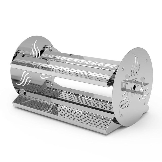 onlyfire 18 inch Round Tumble Rotisserie Basket, Stainless Steel BBQ Rotisserie Rotating Tray for Grills, Fits for 1/2" & 3/8" Hexagon, 3/8" & 5/16" Square Spit Rods