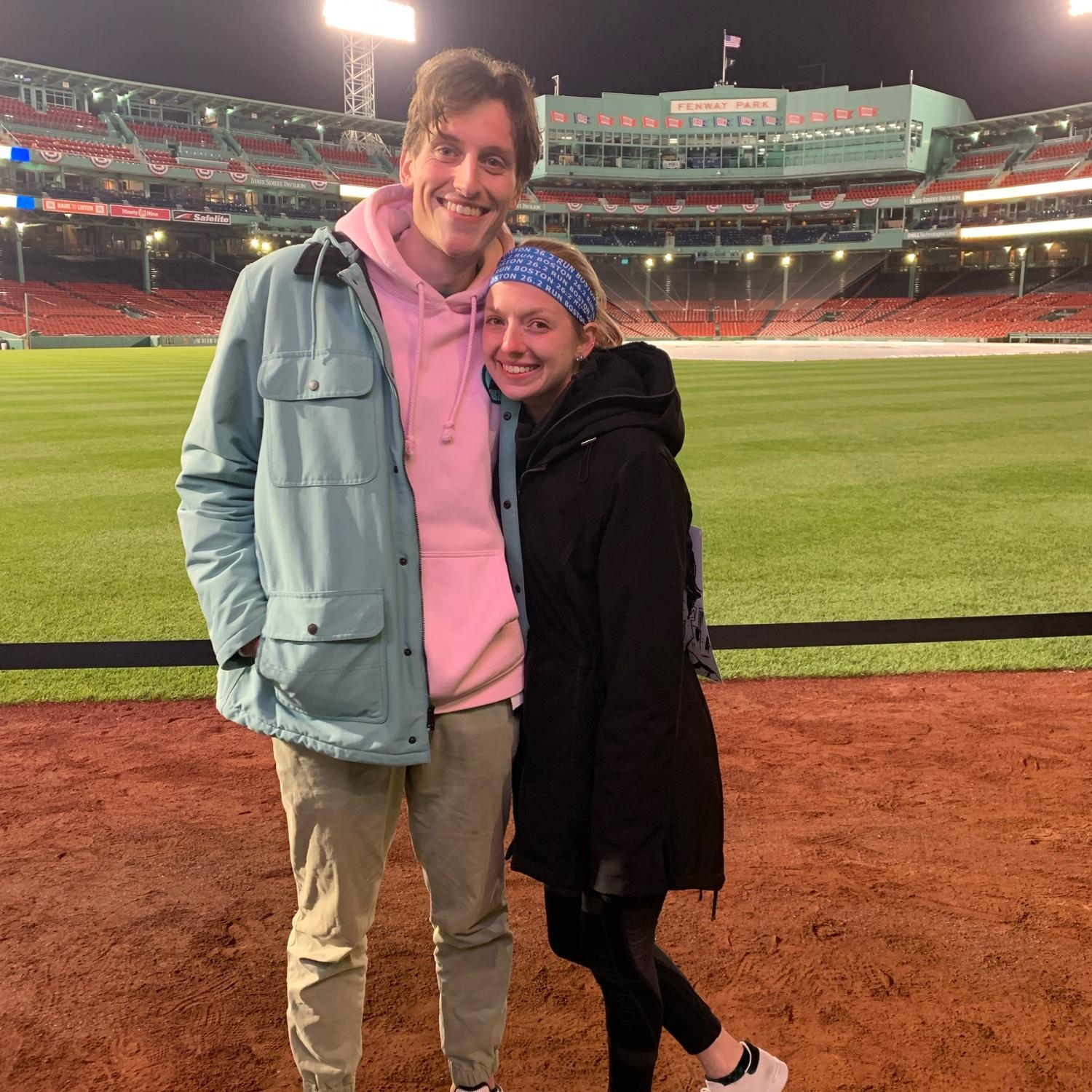 Callie runs the Boston Marathon! Ian watches her run past him.