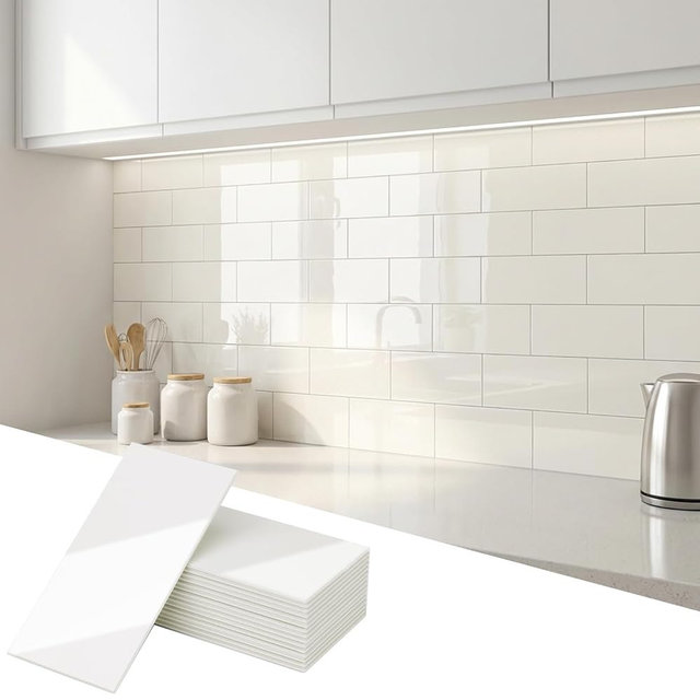 Yipscazo 2026 New Upgrade Peel and Stick backsplash 3 x 6 Inches, Backsplash Tile Peel and Stick Tile for Kitchen, Bathroom, Laundry Room, Fireplace(Polished Cream White, 100 Pieces)