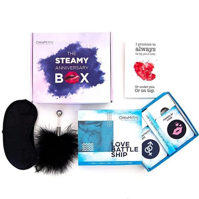 Romantic Wedding Anniversary Box – Steamy Anniversary Box for Couples, Him and Her, Includes Couple Games for Date Night