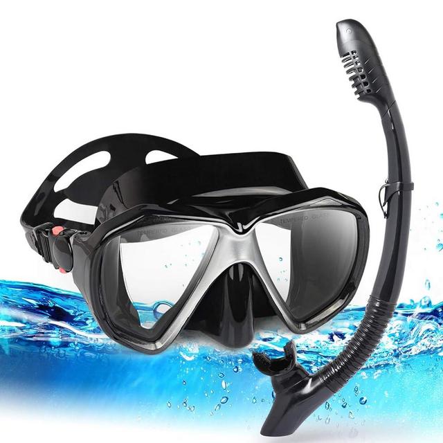 Snorkel Diving Mask Panoramic HD Swim Mask, Anti-Fog Scuba Diving Goggles,Tempered Glass Dive Mask Adult Youth Swim Goggles with Nose Cover for Diving, Snorkeling, Swimming