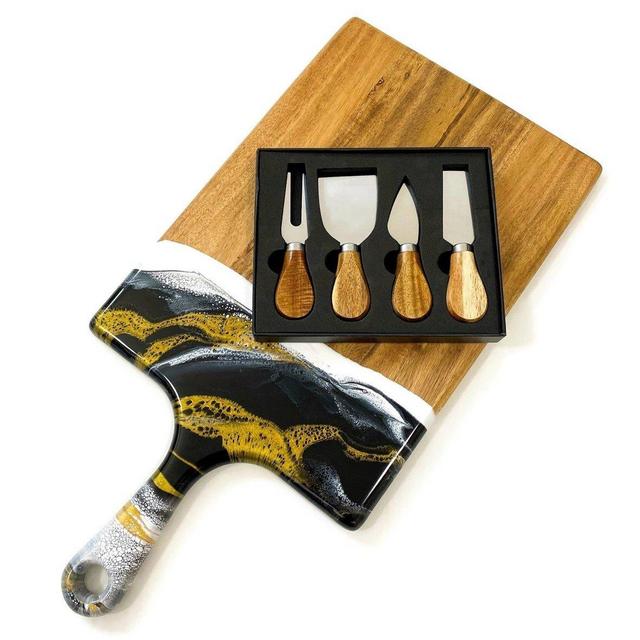 Stainless Steel/Acacia Cheese Knife Set