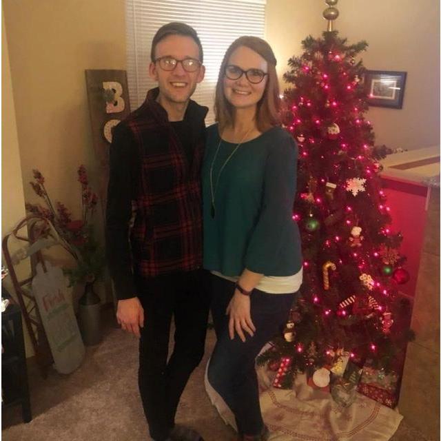A holiday party in our first apartment together.