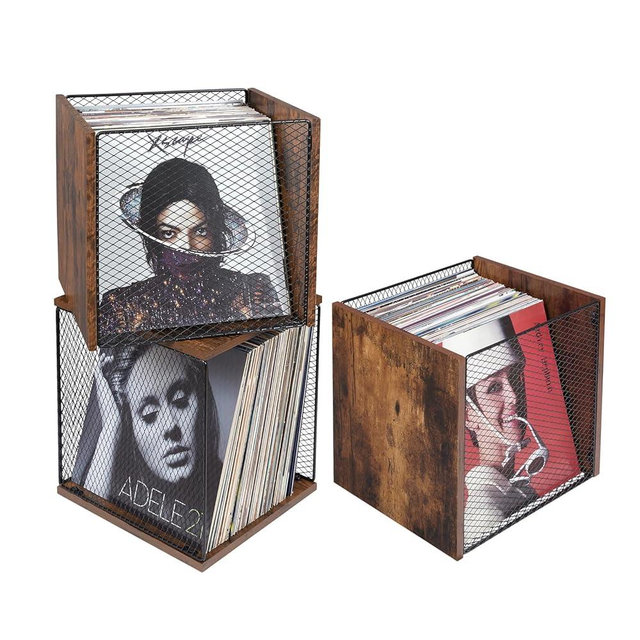 1 Cube Record Holder Vinyl Record Storage Furniture,DIY Stackable 40-55 Records Visualize Record Holder Album Storage Box Cube Wooden Organizer Crate Records Cabinet Record Vinyl Storage