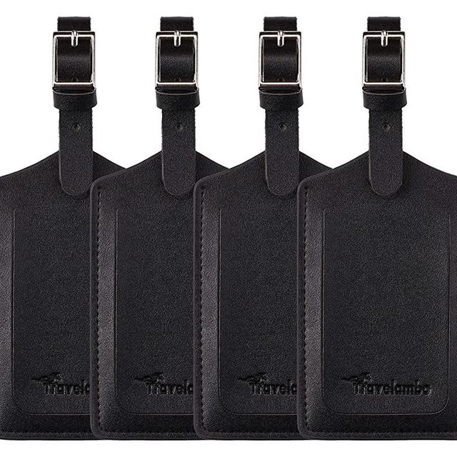 4 Pack Leather Luggage Travel Bag Tags by Travelambo