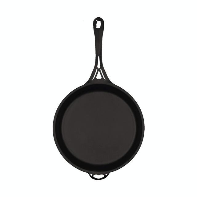 SOLIDTEKNICS QUENCHED US-ION 12-inch Wrought Iron Skillet –1/8-inch Seamless Cookware, Seasoned Finish, Suitable for Stovetop to Oven to Campfire. Non-Toxic. High Performance. Made in the USA.