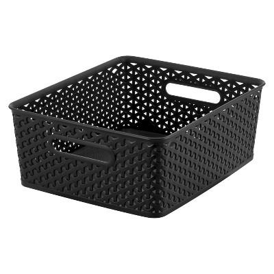 Y-Weave Medium Rectangle Storage Bin Black 5"x11" - Room Essentials™