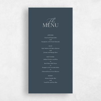 Navy Blue Wedding Menu - Olaya