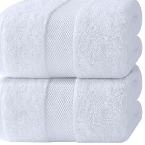 White Classic Luxury Bath Sheets Towels for Adults Extra Large 35x70 Inch - 700 GSM Turkish Cotton, Highly Absorbent | Hotel Collection | 2 Pack