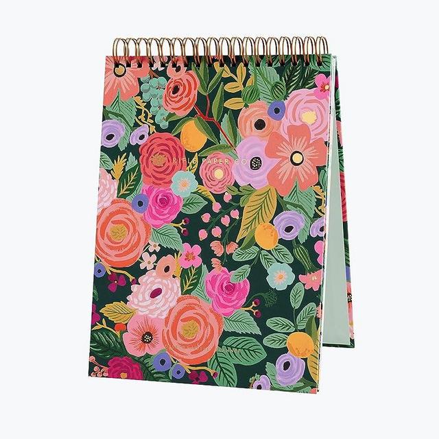 Rifle Paper Co. Garden Party Desktop Weekly Planner, 52 Undated Pages Printed Front and Back, Metallic Gold Foil and Spiral Bound, Printed in Full Color and Foil Stamped