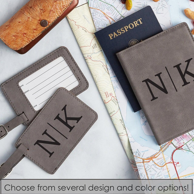 Engraved Passport Holder, Personalized Passport Holder And Luggage Tag Set, Travel Gift, Gift For Him, Gift For Her, Vacation Gift Idea