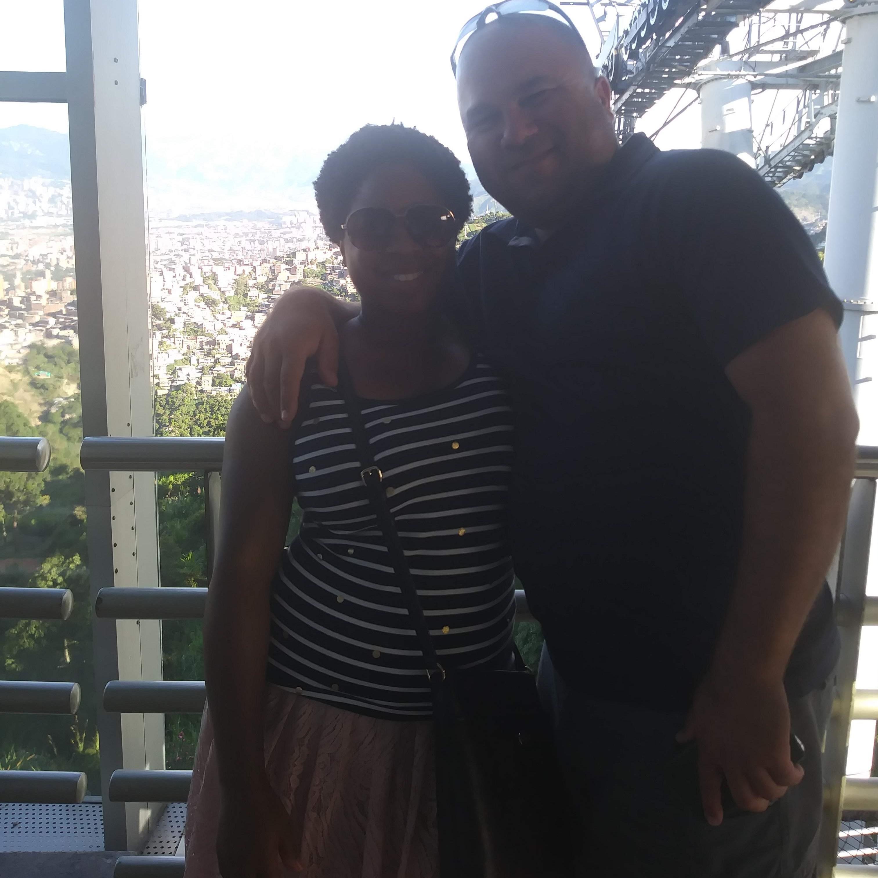 riding the cable car in Medellin, Colombia