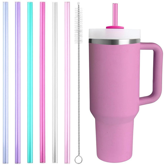 Replacement Straw Compatible with Stanley Quencher 40 oz,30 oz Tumbler, 12 inch Extra Long Reusable Straws Plastic For 40 Oz Cup,Multicolor 14-6 Pack
