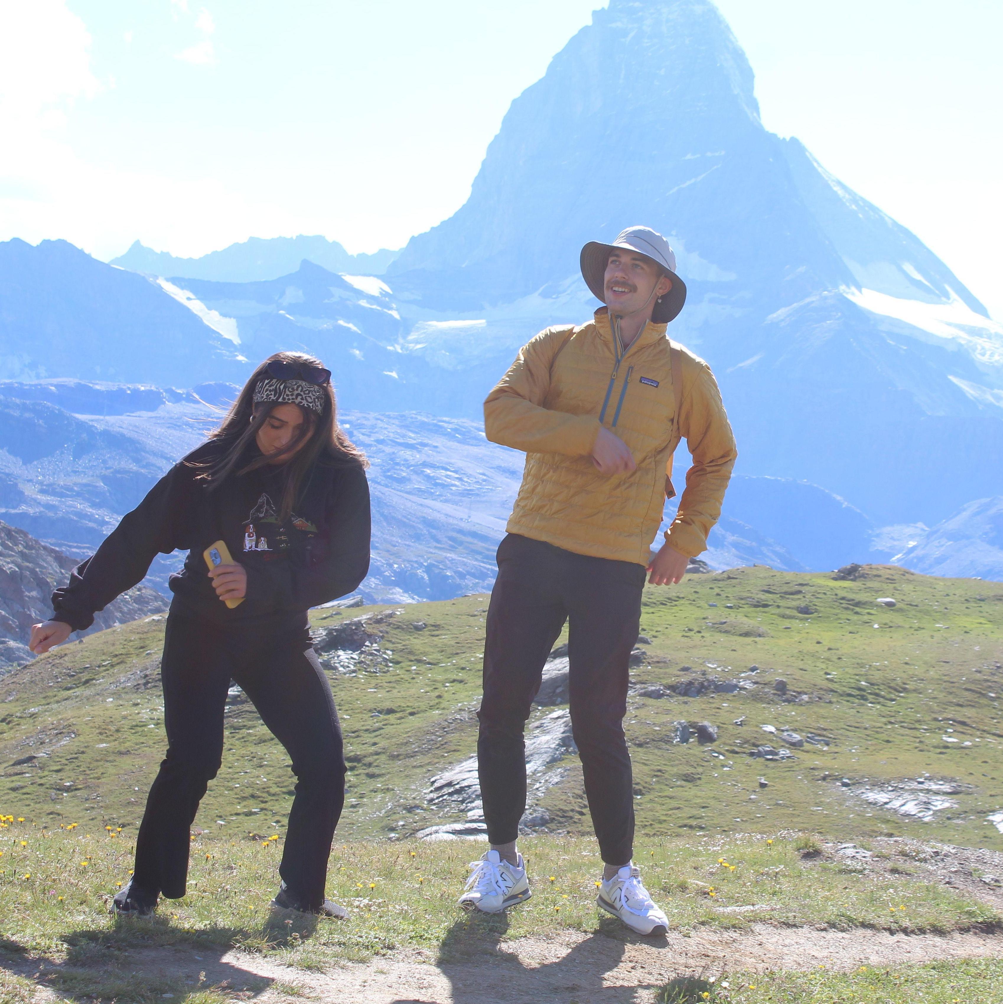 Us dancing at the Matterhorn in Zermatt, Switzerland!
