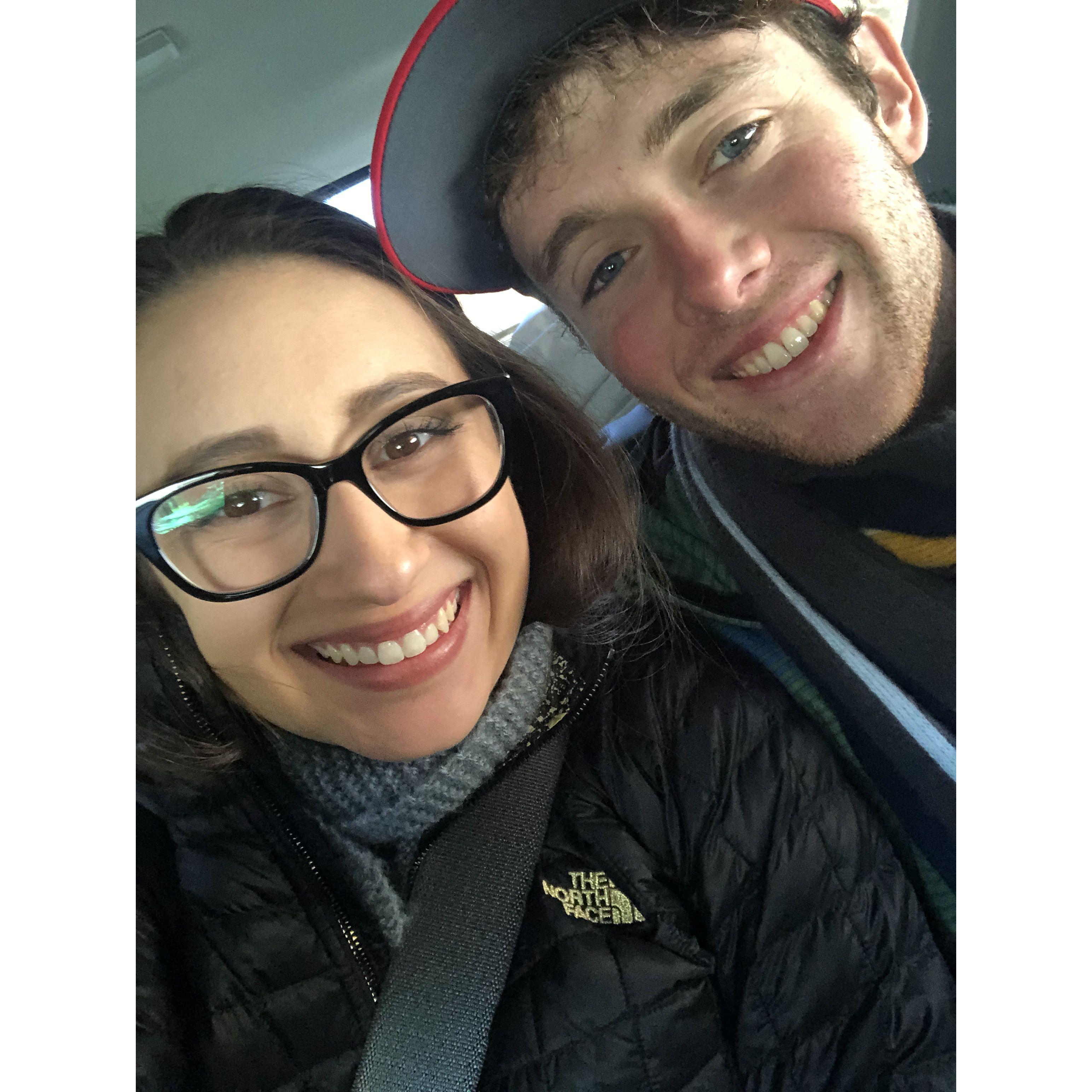 December 2019 - we were able to spend time together in Lake Tahoe because both of our families decided to take a trip there at the same time! This is us ready to go sledding.