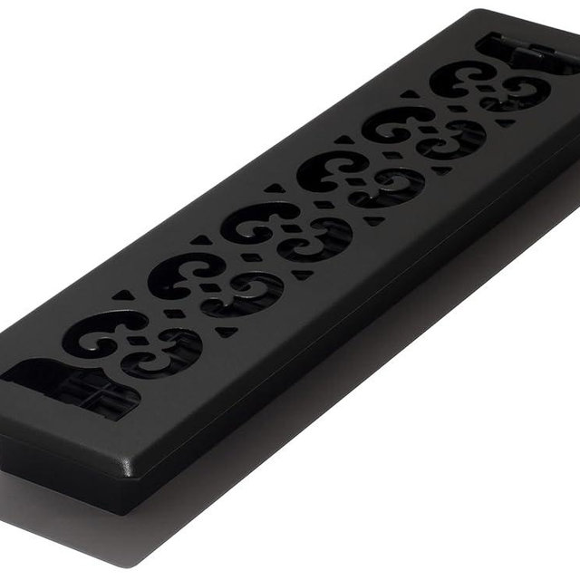Decor Grates ST214 Scroll Design Floor Register, 2x14, Textured Black