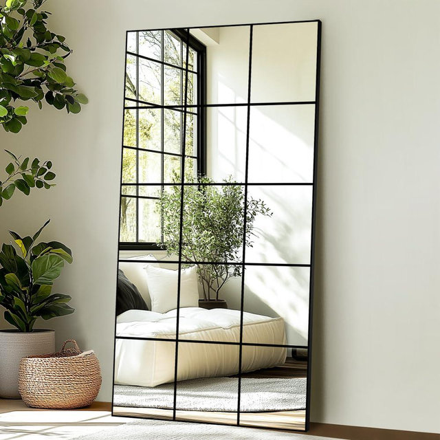 Wall Mirror, Full Length Floor Mirror, Window Pane Mirror for Living Room Decor, Mirror Decorative Wall Art, Large Wall Mirror for Bedroom, Hallway, Living Room 28"X55"