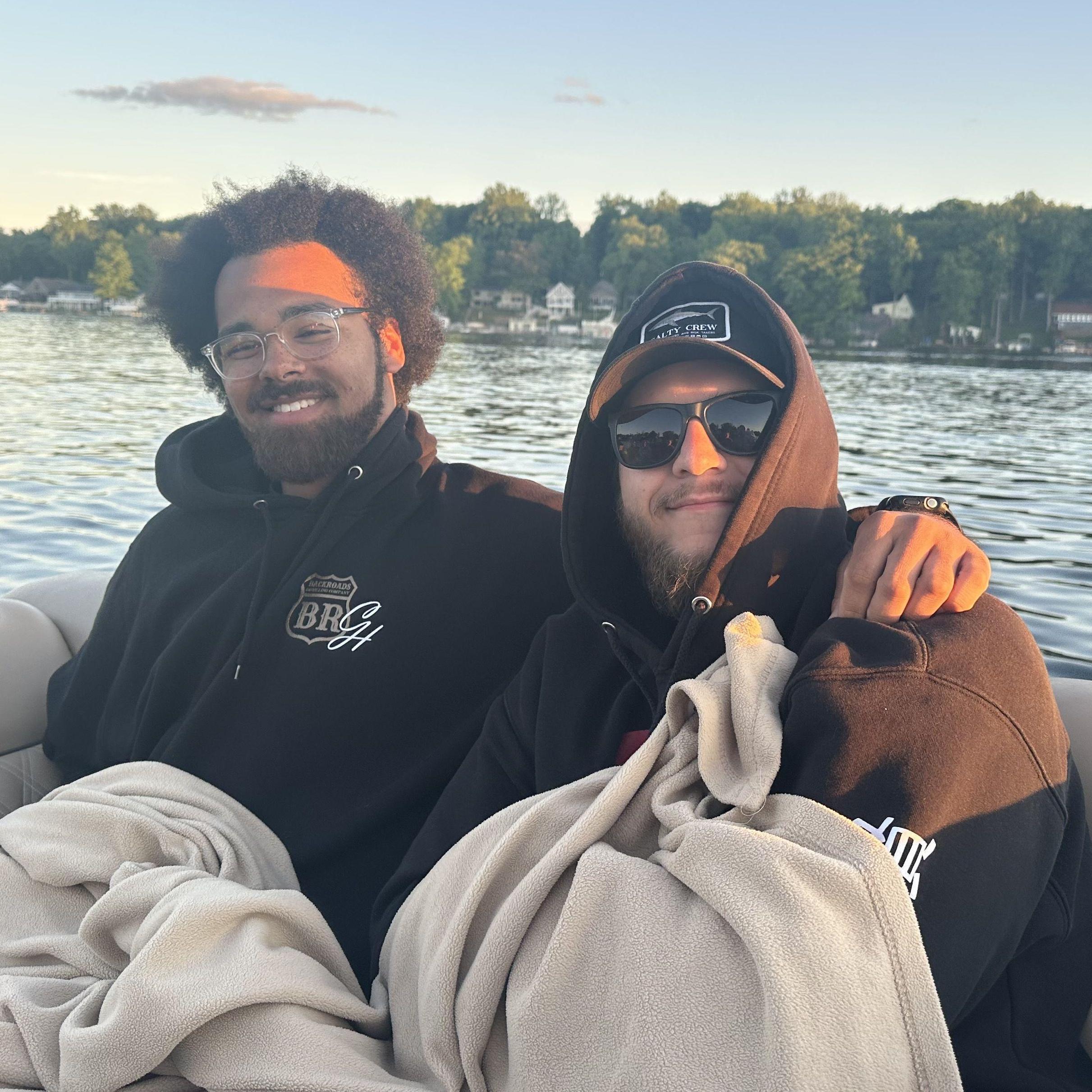 Chanse and Ethan on the boat