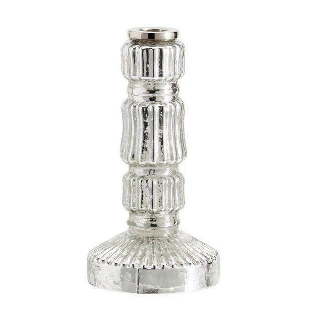Antique Mercury Glass Candle Holders, Silver, Small Taper