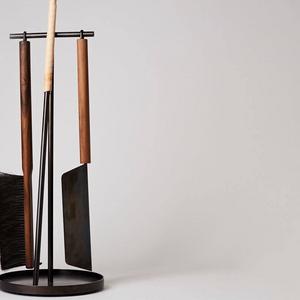 Blackened Brass with Walnut Fire Tools