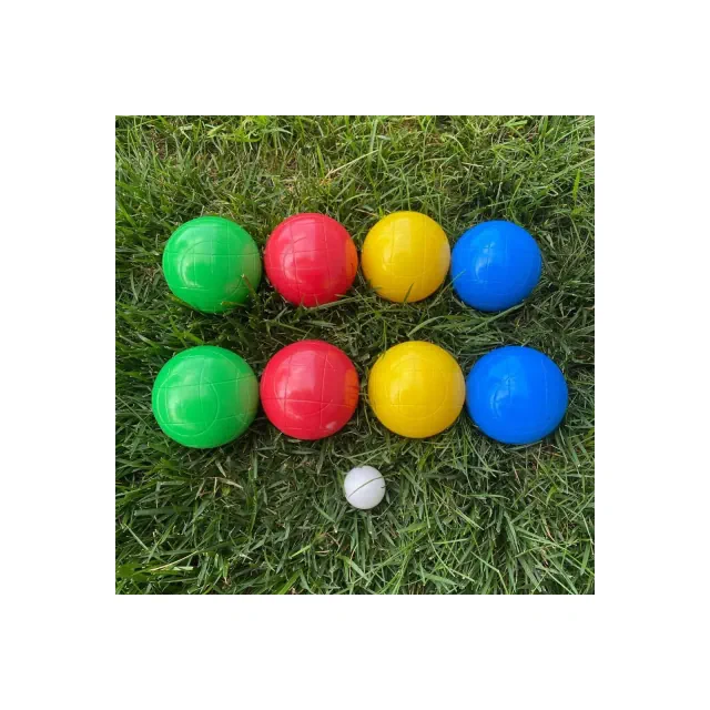 Markwort Lawn Bocce Ball Set – 9-Piece Set with 2 Balls Each in Blue, Green, Red & Yellow + White Jack Ball
