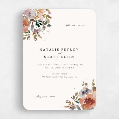 Beige Rounded Wedding Invitation - Fenella Portrait