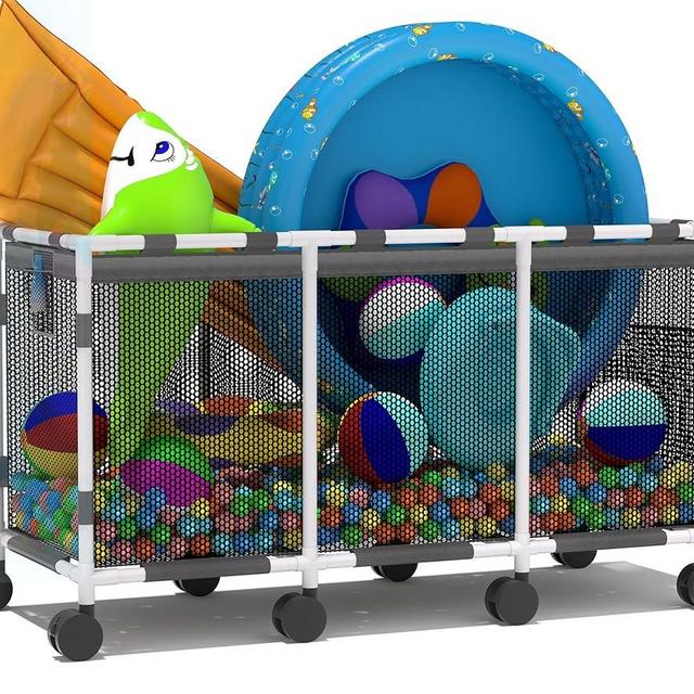 Pool Storage Bin,245 Gal Nylon Mesh Pool Float Storage Organizer for Noodles,Float,Ball,360° Rolling Pool Storage Cart with Wheel,Outdoor Pool Toy Storage with Rolling Cart for Swimming Equipment