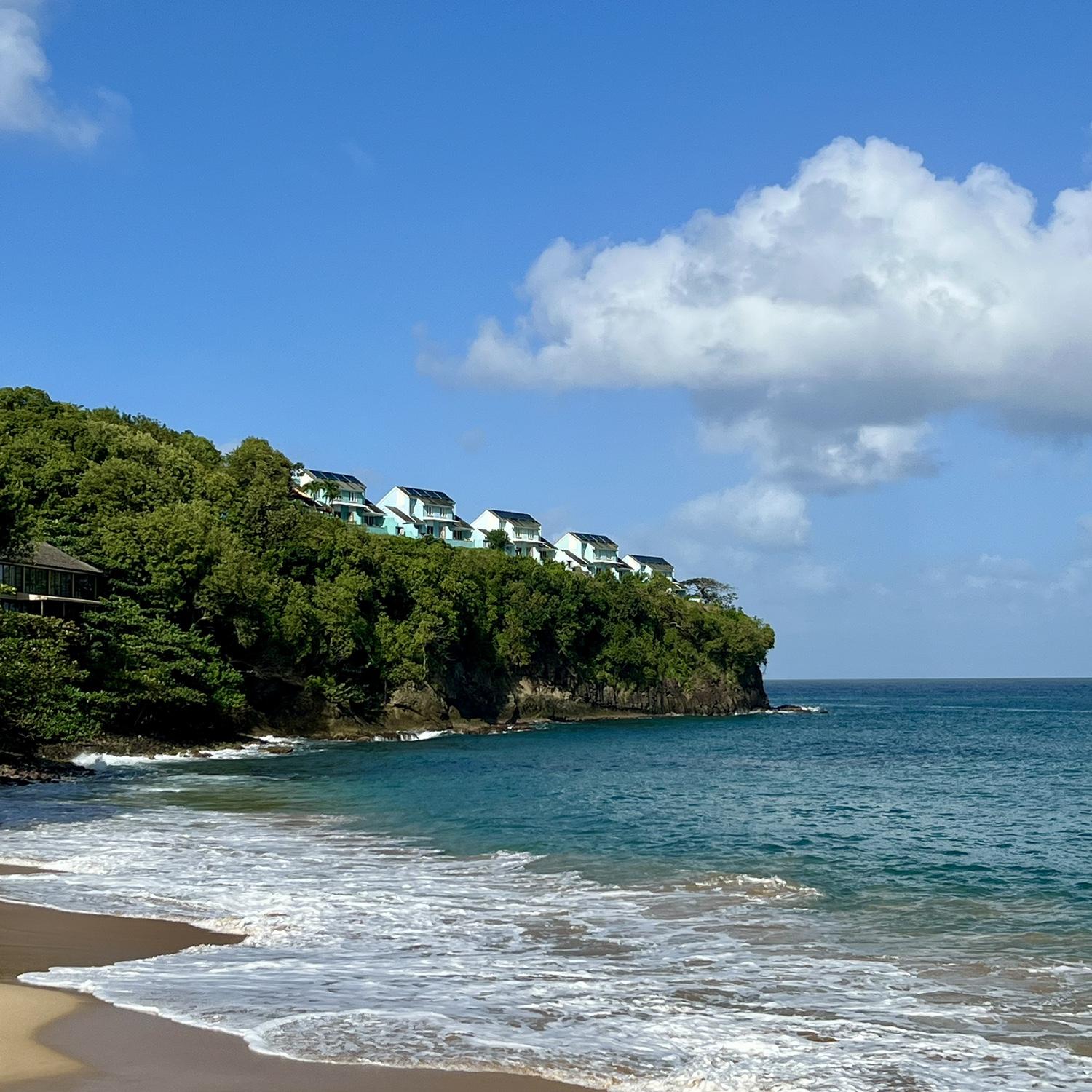 View of our villa on the bluffside taken from the beach