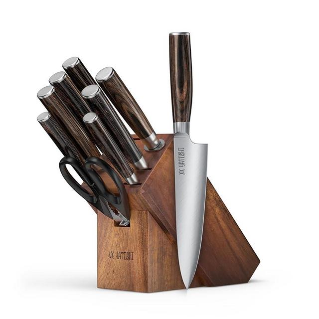 Yatoshi 9 Piece Block Set - Pro Kitchen Knife Set Ultra Sharp High Carbon Steel with Ergonomic Handle