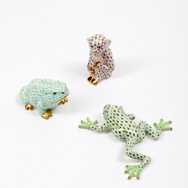 TWO FROGS & A MONKEY FIGURINES